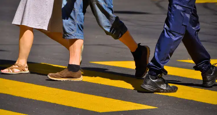 Feet of pedestrians in a crosswalk - Pedestrian Accident Lawyer In Kennesaw Georgia Lonati Law Firm